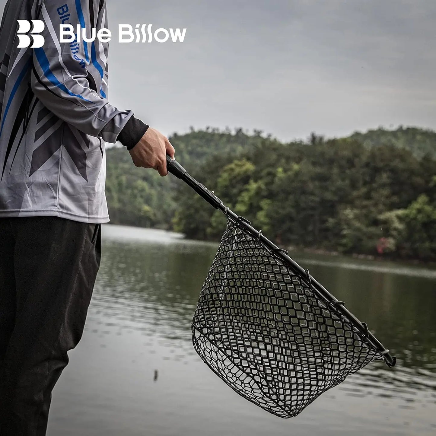 Folding Rubber Fishing Net With Aluminum Handle For Freshwater Saltwater