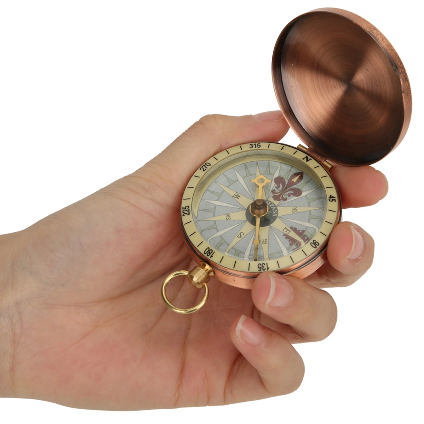 Metal Portable Vintage Retro Metal Copper Cover Watch for Camping Hiking Boating