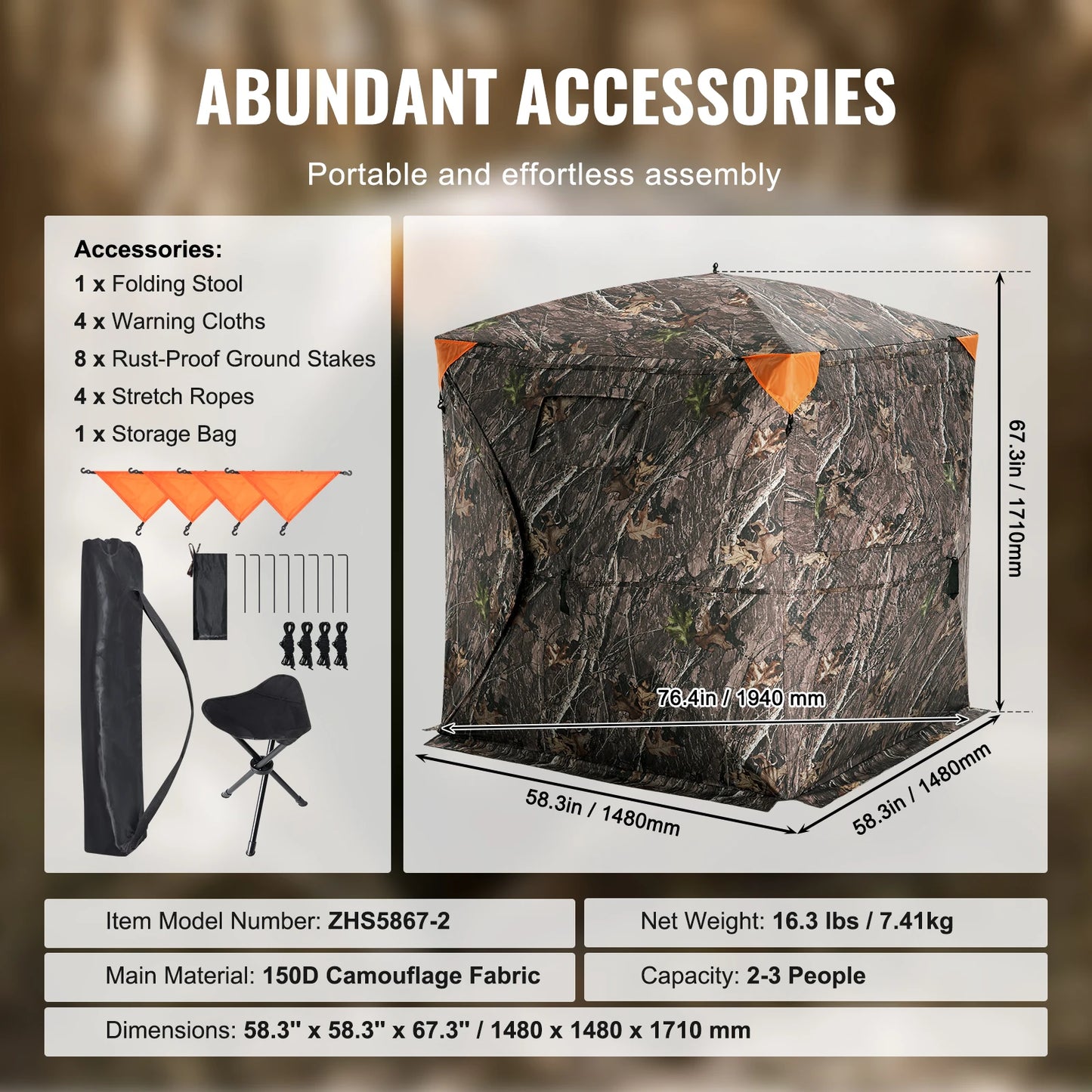 See-Through Hunting Blind With Camouflage for Turkey and Deer