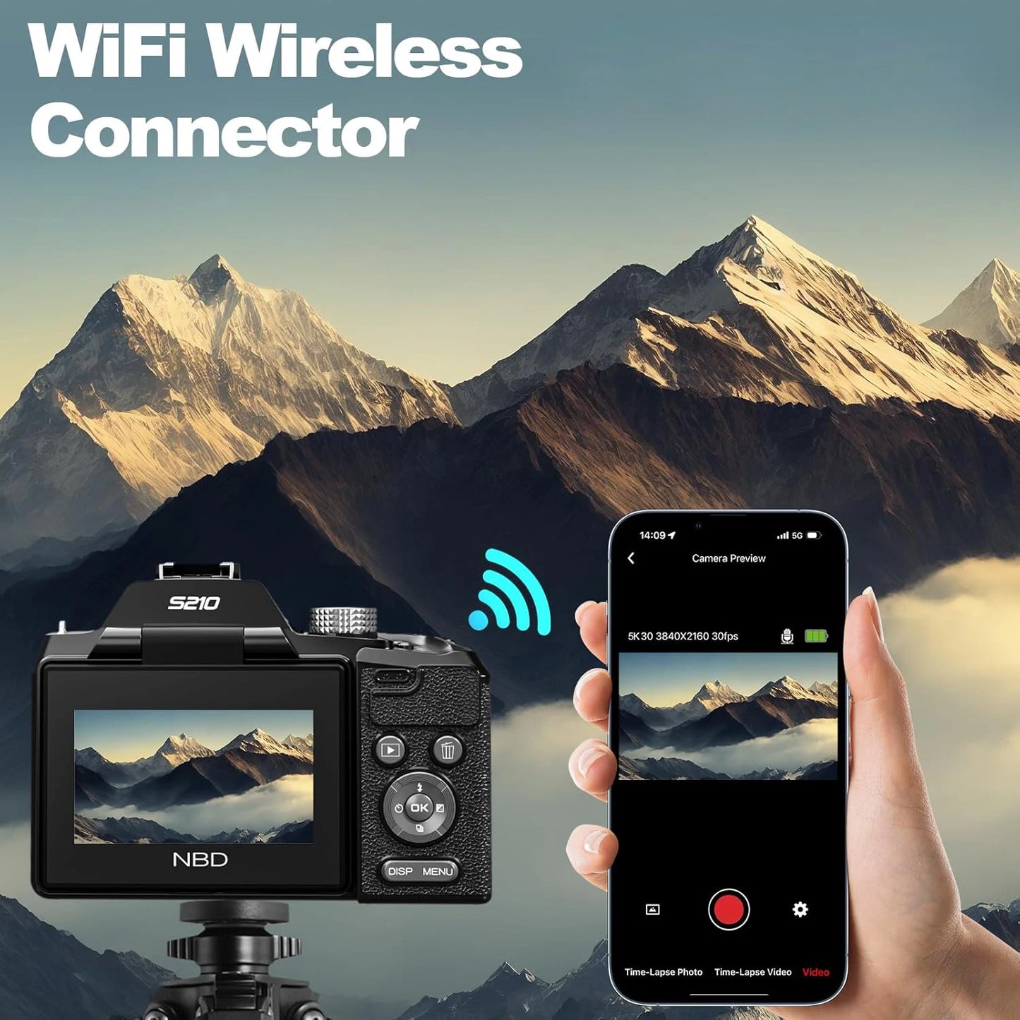 NBD 5K Digital Camera With 16X Optical Zoom And WiFi