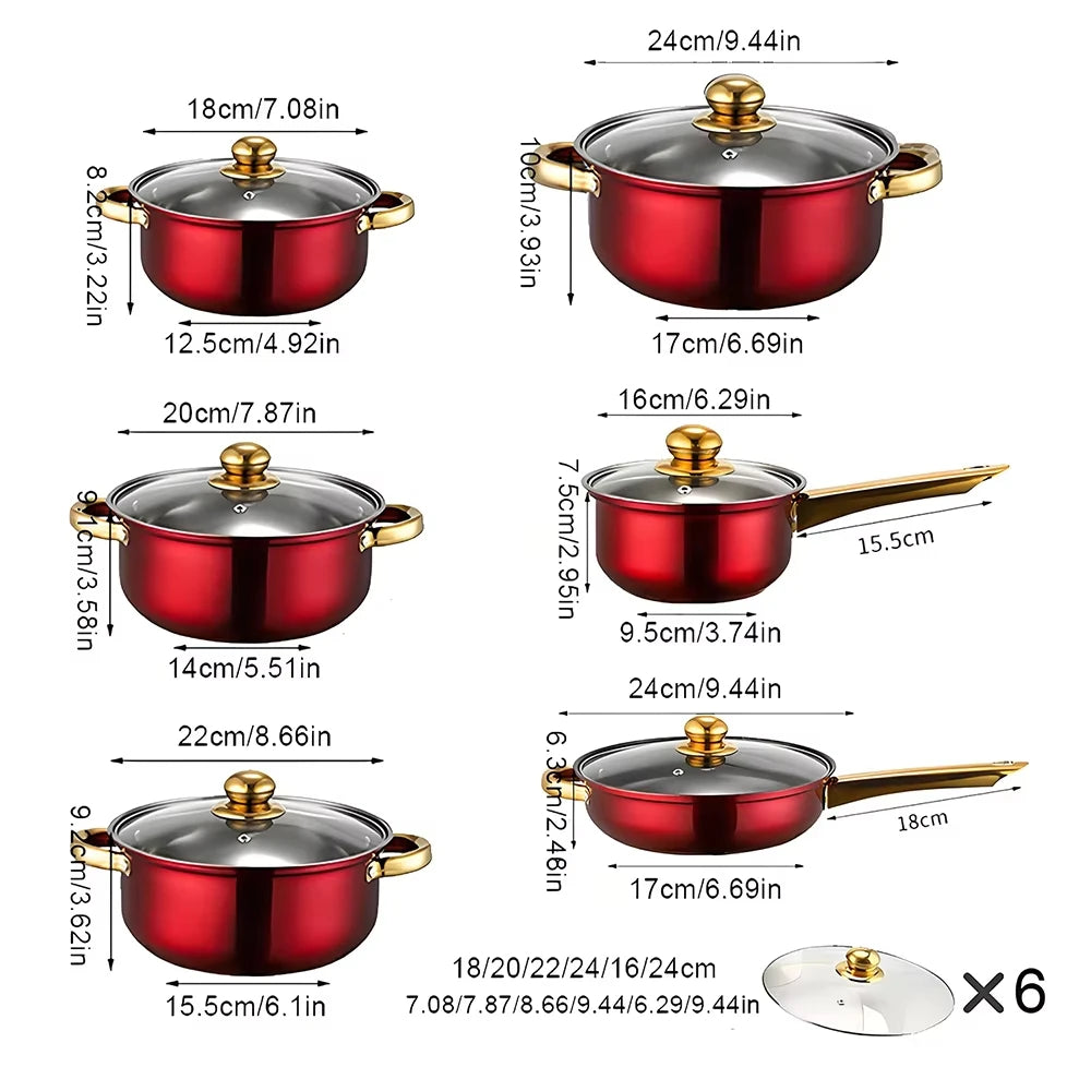 12-Piece Stainless Steel Cookware Set With Nonstick Pots And Pans