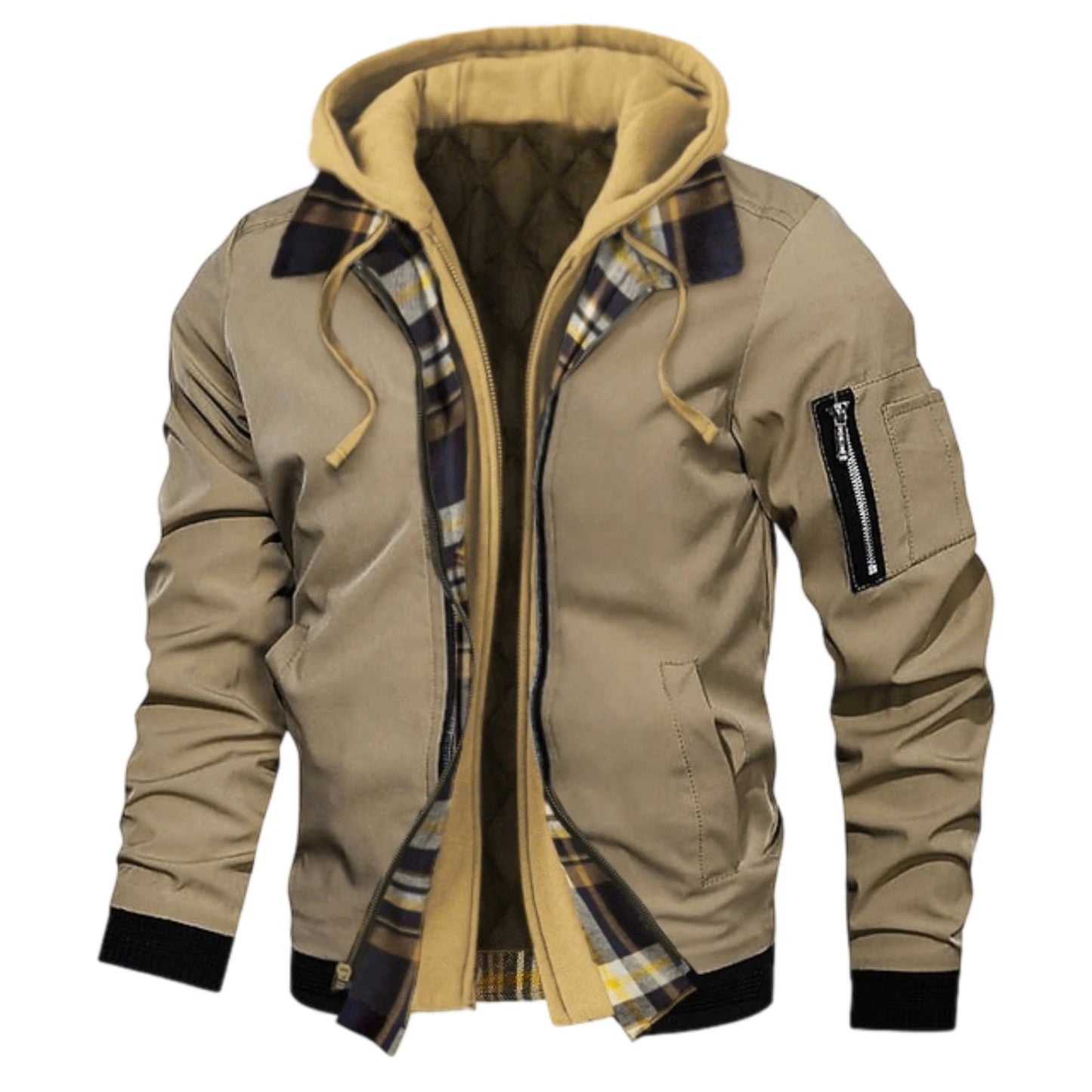 Men's Winter Hooded Zip Up Jacket With Faux Fur Lining