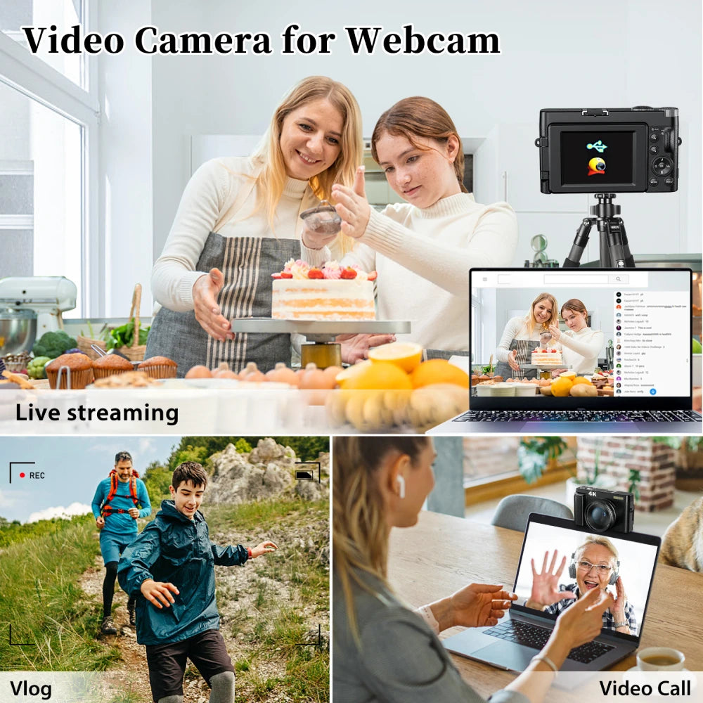 Zostuic 4K Digital Camera Autofocus Vlogging 48MP Screen