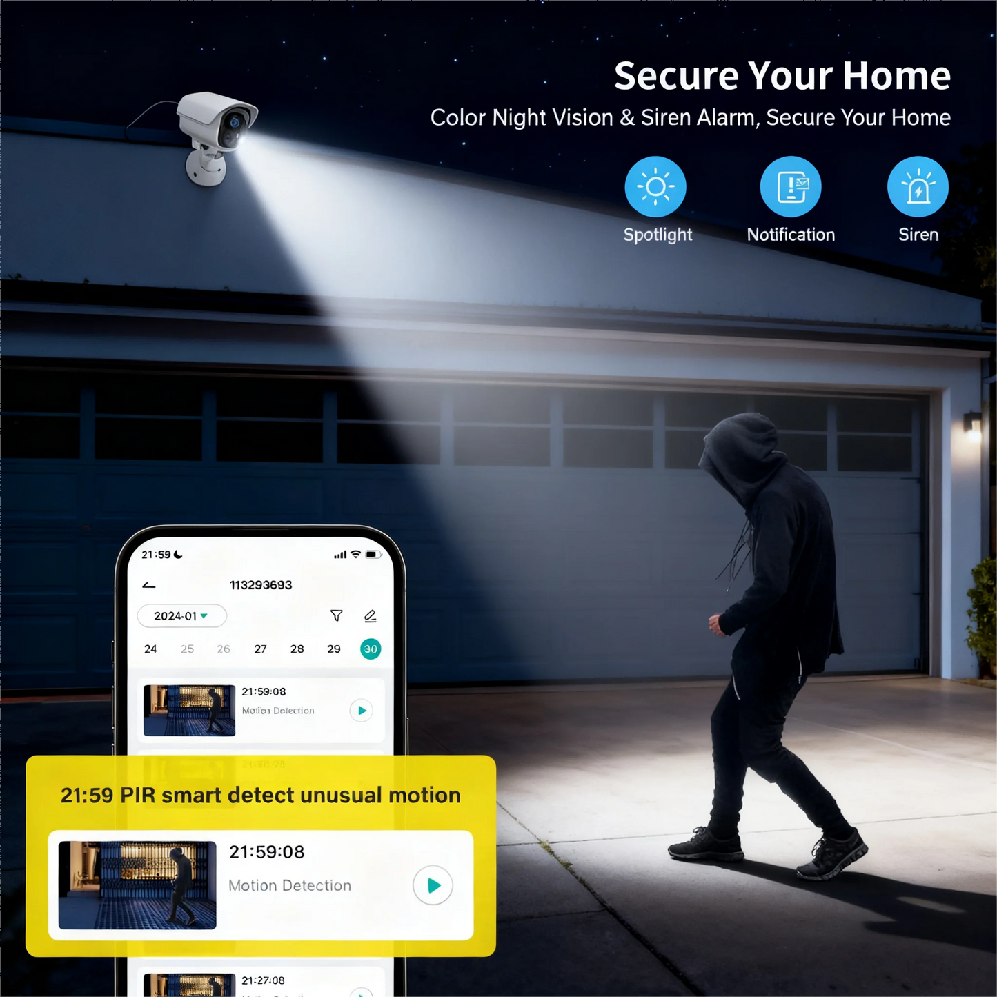 JENNOV 3MP Wireless Outdoor Battery Security Camera Two Way Talk