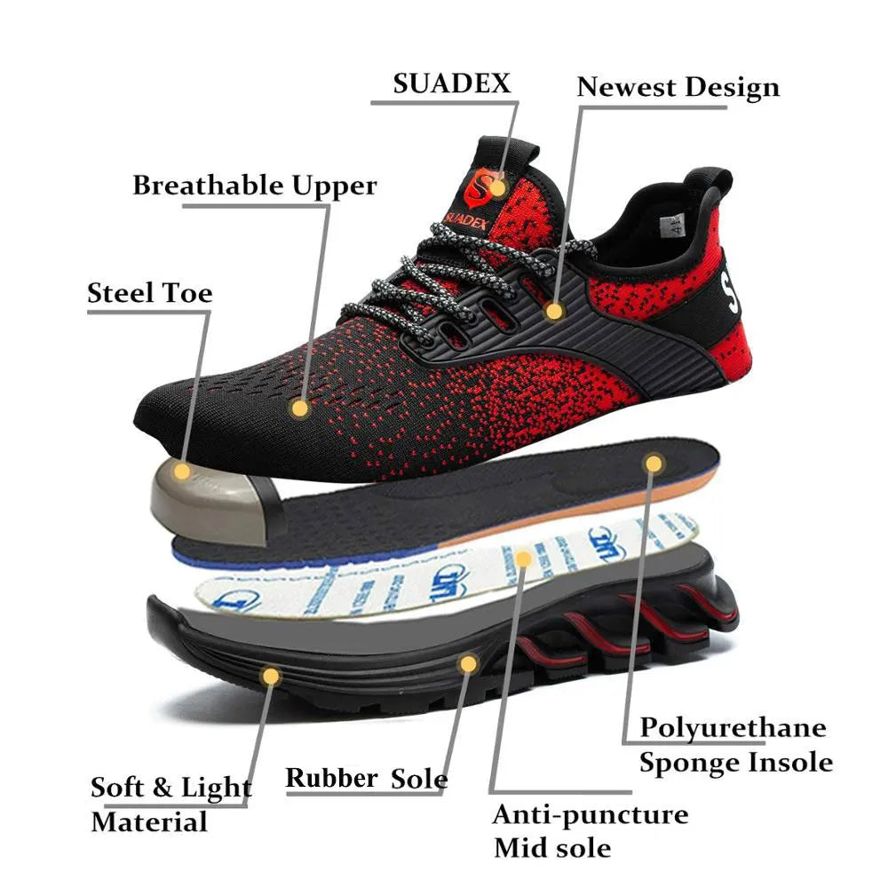 SUADEX Safety Shoes Steel Toe Anti Smashing Lightweight Breathable Boots