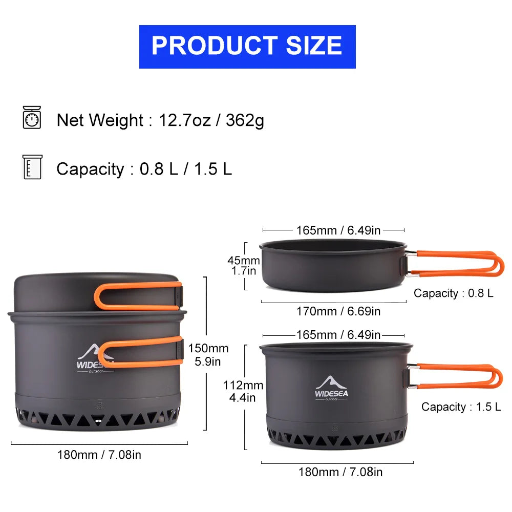 Widesea Camping Cookware Set For Outdoor Cooking And Travel