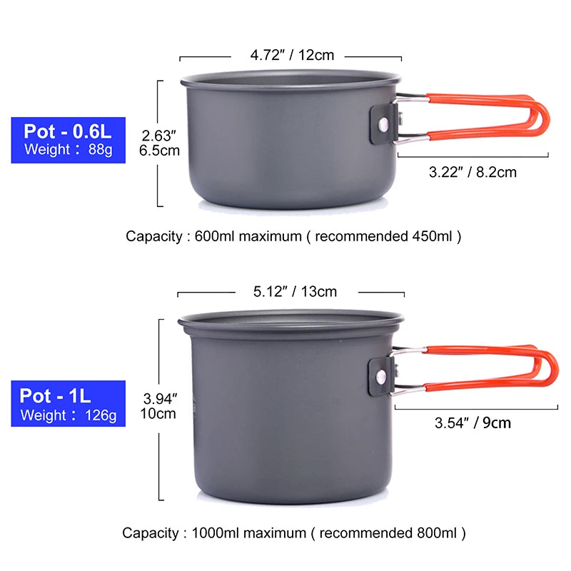 Widesea Camping Cookware Set Portable Stove Cup Knife Fork