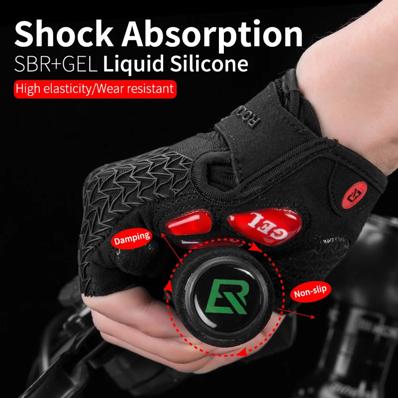 ROCKBROS Cycling Gloves Half Finger Anti Slip Gel Pad