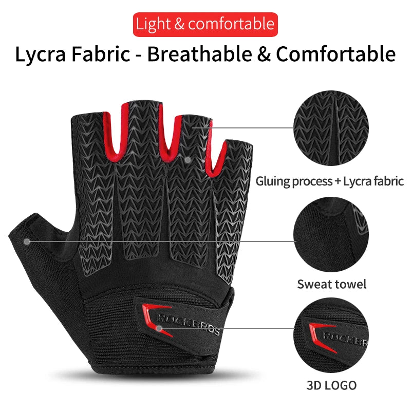 ROCKBROS Cycling Gloves Half Finger Anti Slip Gel Pad
