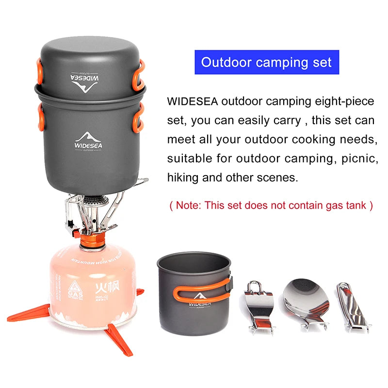 Widesea Camping Cookware Set Portable Stove Cup Knife Fork