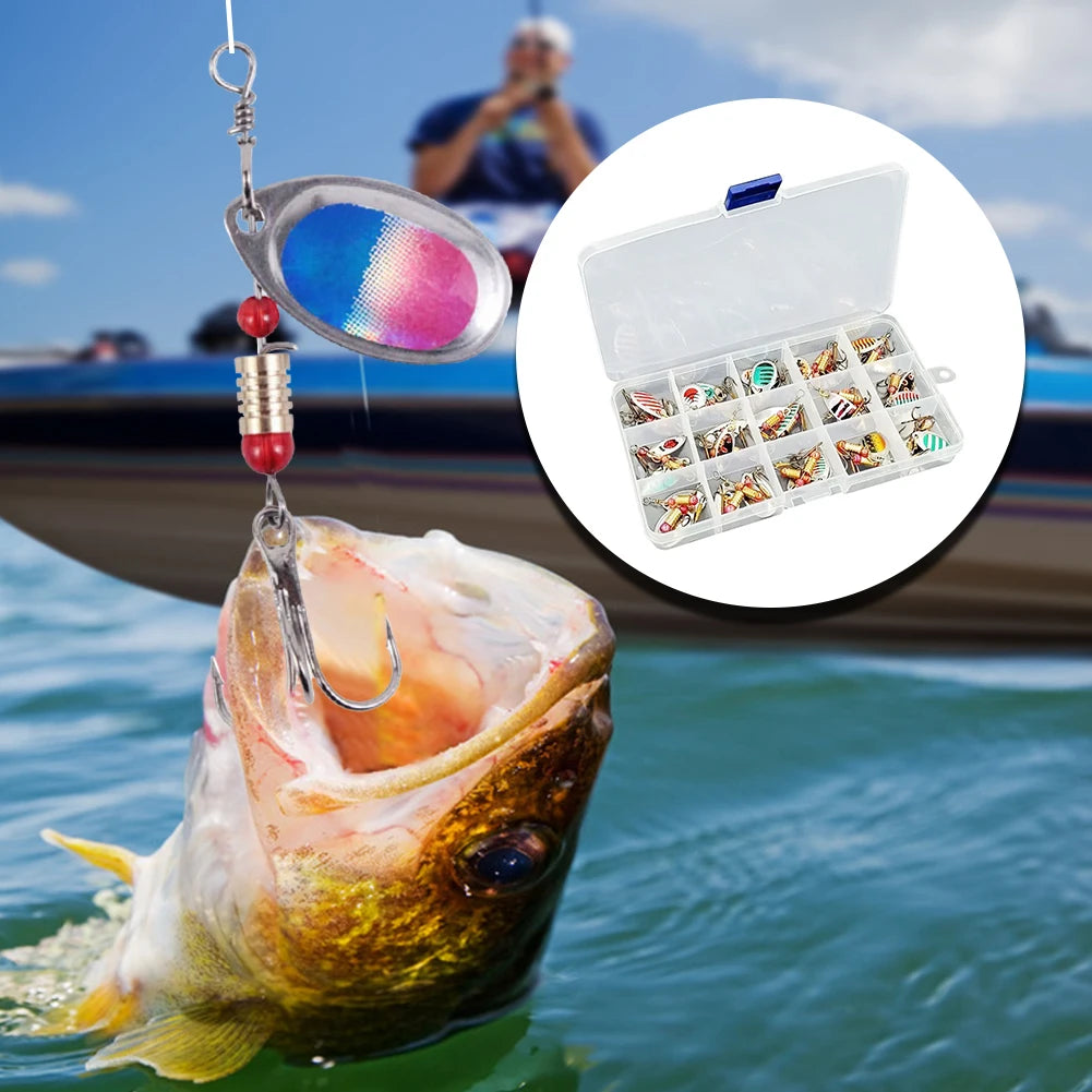 JOCESTYLE Metal Spoon Spinner Fishing Lure Set For Freshwater Saltwater