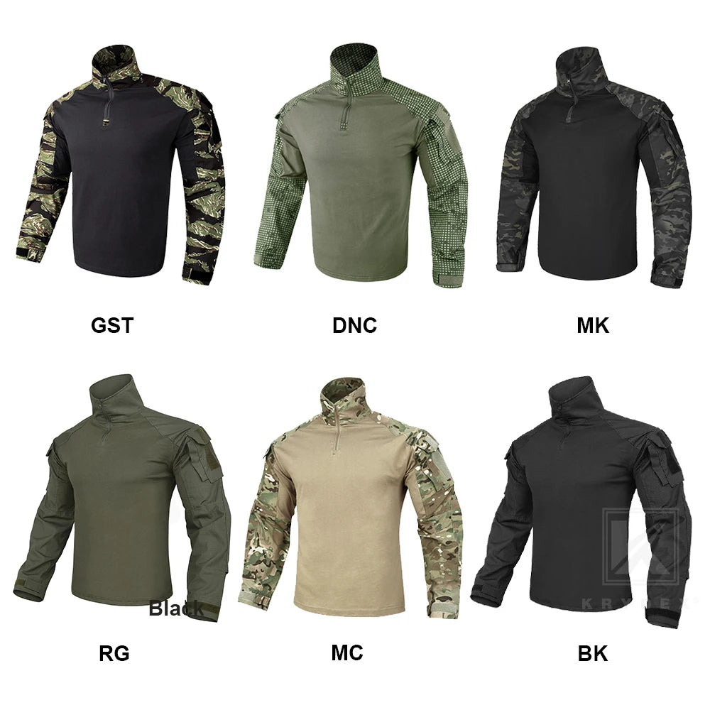 KRYDEX Combat Shirt With Elbow Pads For Hunting Tactical Wear