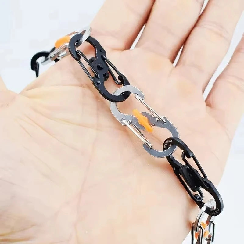 Mini S Type Locking Carabiner Aluminum Alloy Keychain Hook For Outdoor Camping