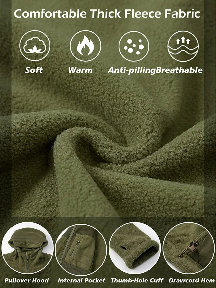 Fleece Outdoor Hunting Jacket With Multi Pockets And Full Zip