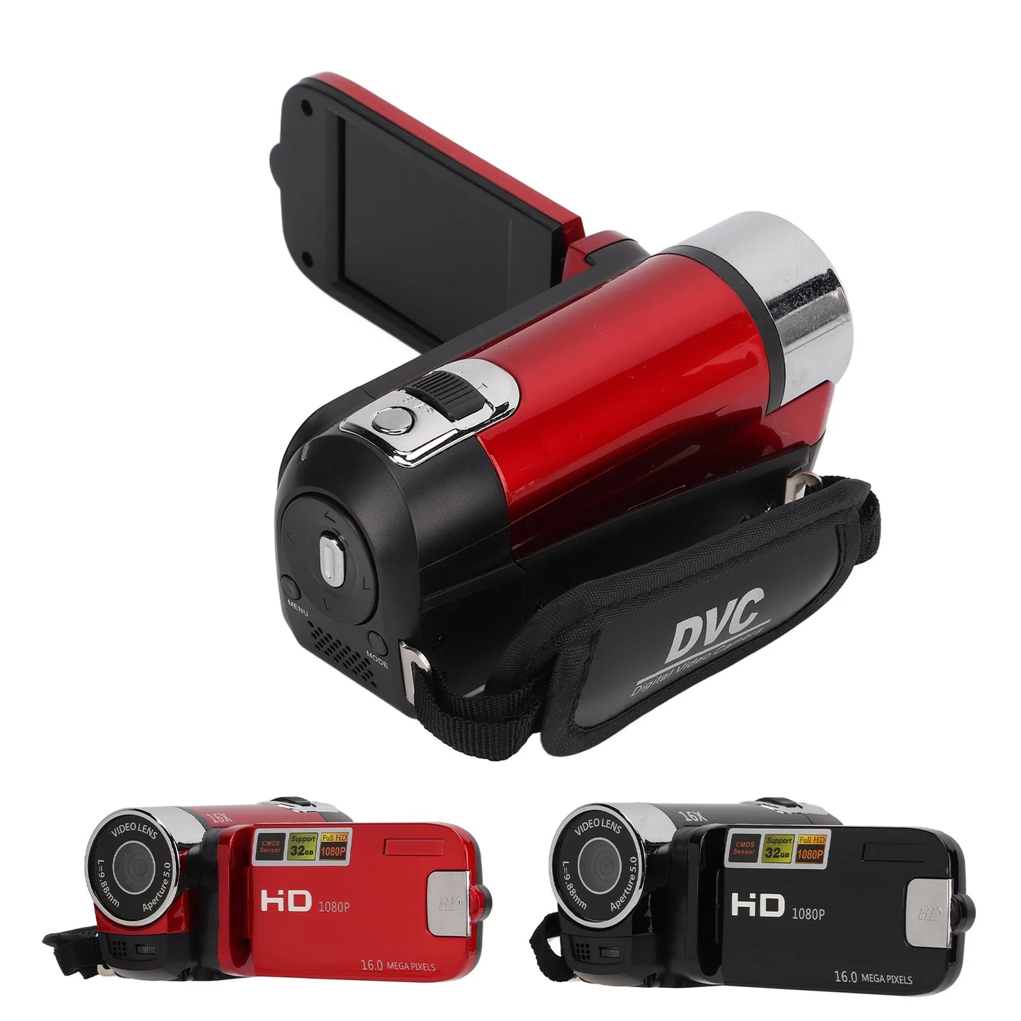 Arealer Video Camcorder 16MP 270 Degree Rotation Full HD 1080P