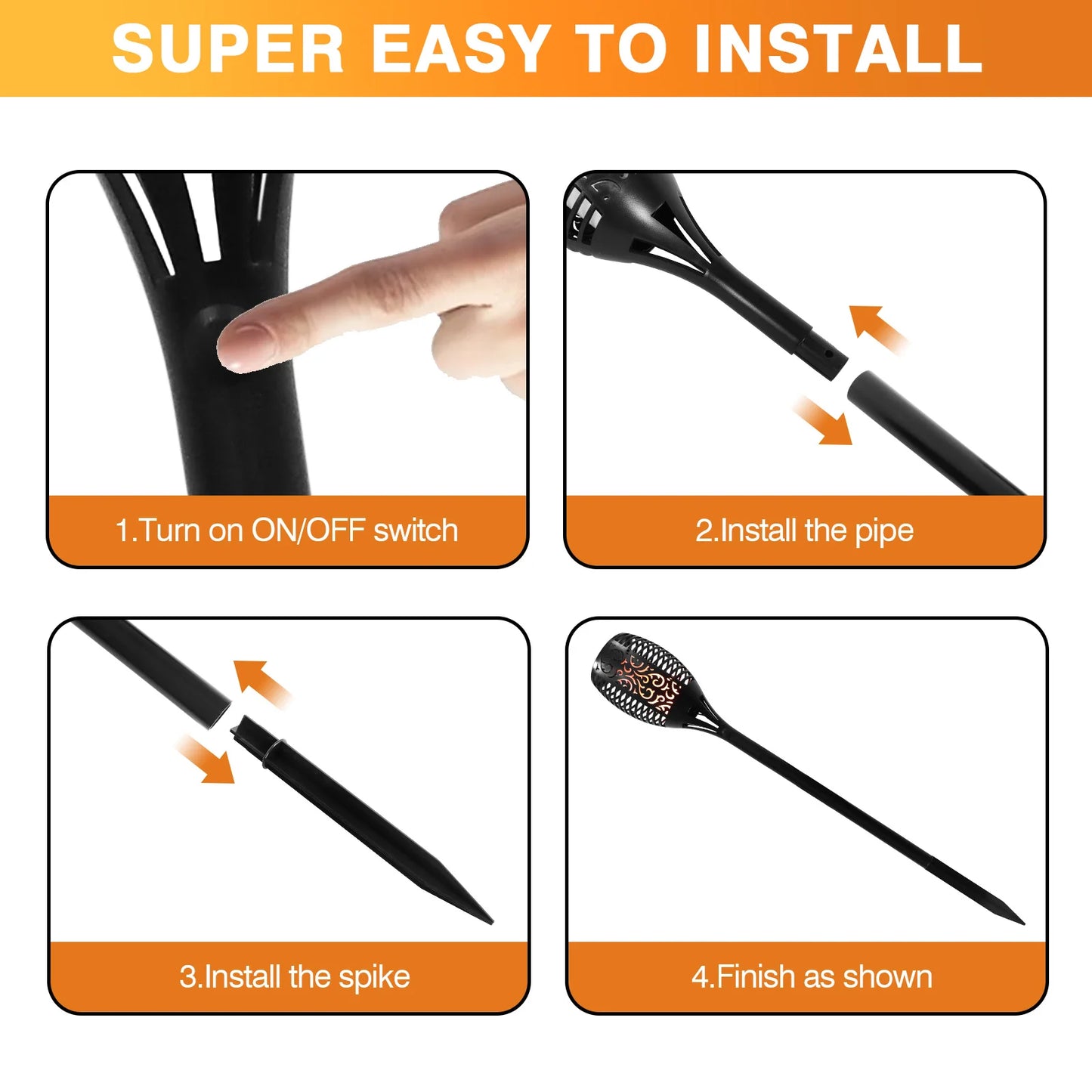 Solar Waterproof Flame Torch Lights Outdoor 96 Led Garden Pathway