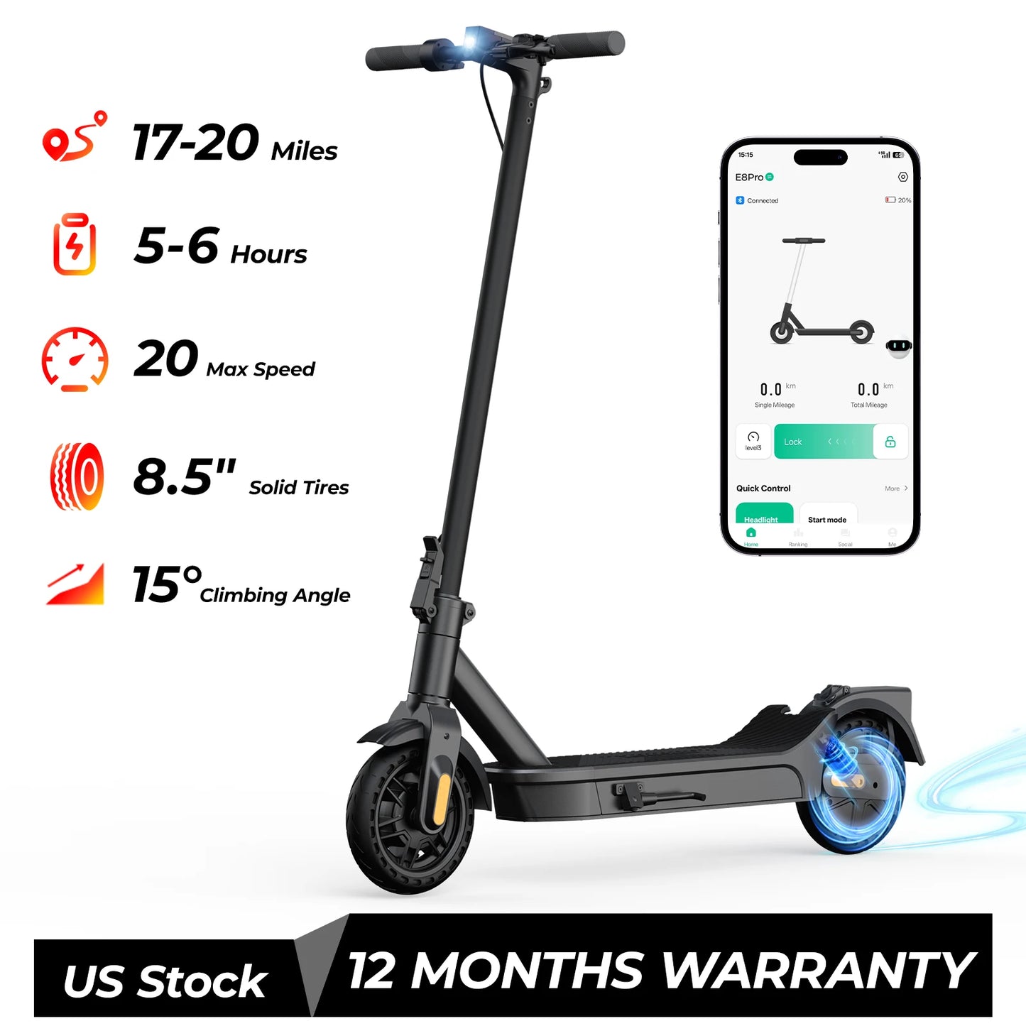 HeroPick E10 Pro Max Electric Scooter 1000W 40 Mile Range