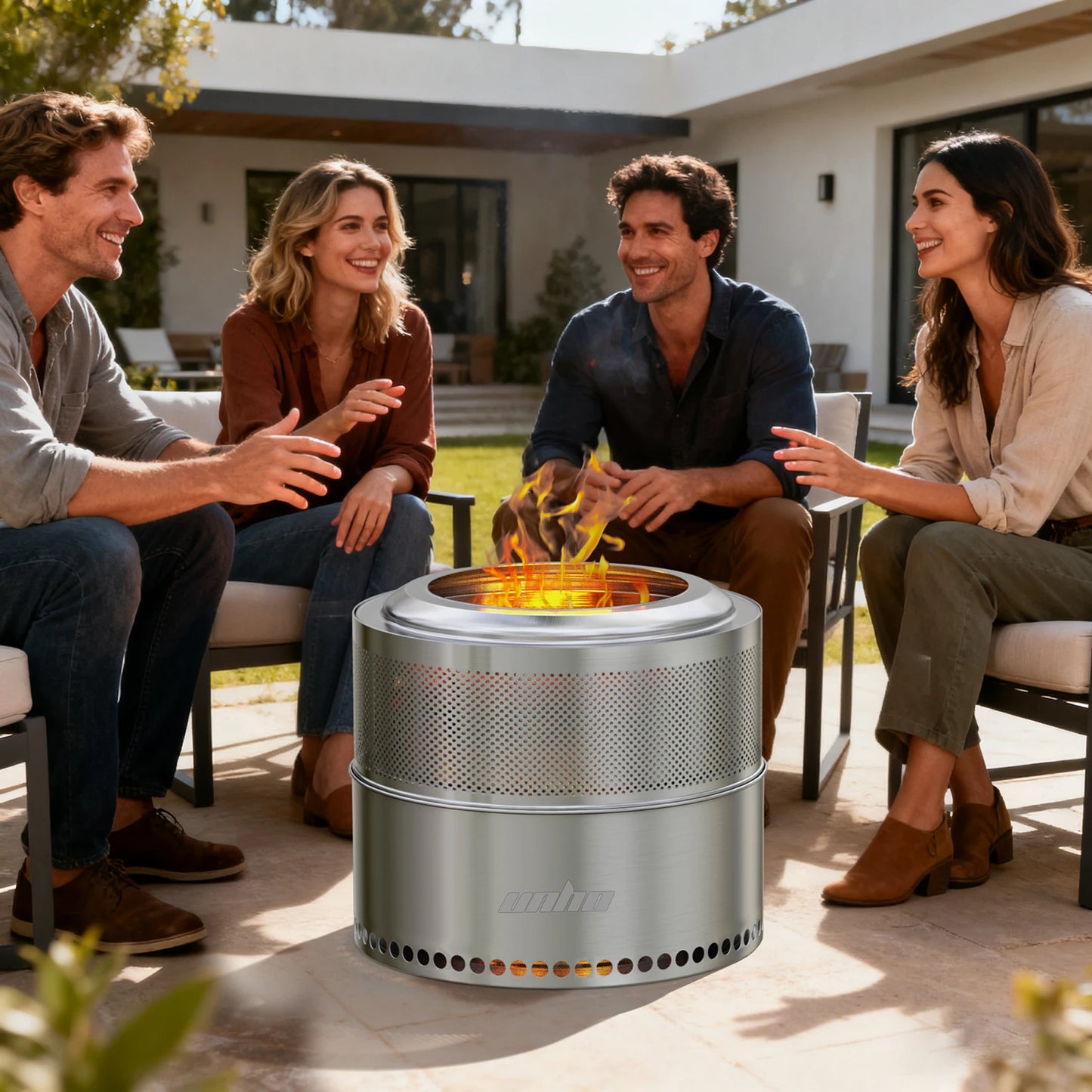 Stainless Steel Smokeless Wood Burning Outdoor Fire Pit With Carry Bag