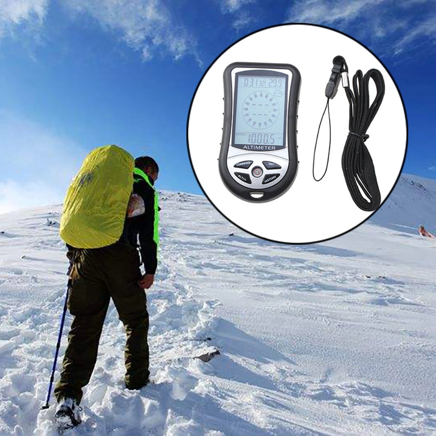 Eight-In-One Handheld Digital Altimeter Compass Thermometer Backlight