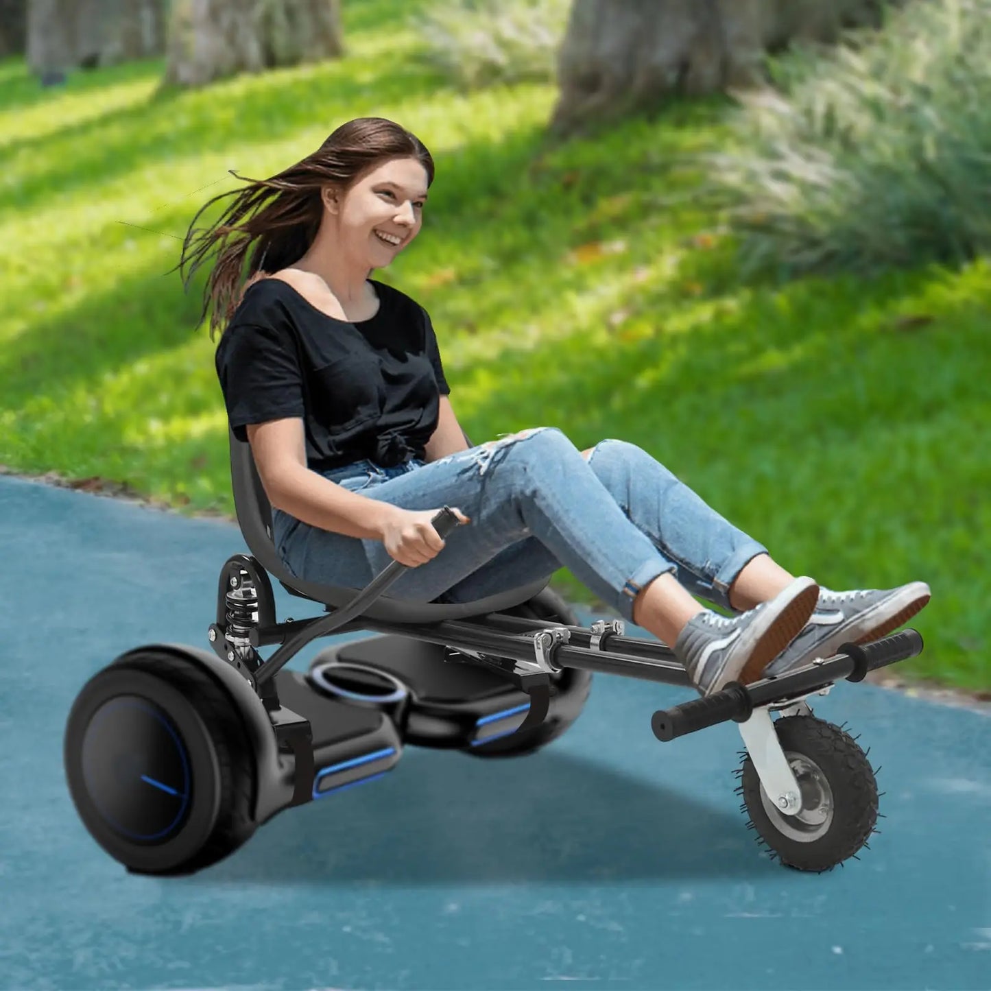 Bymaocar Hoverboard Seat Attachment Go Kart With Dual Pole Rear Shock