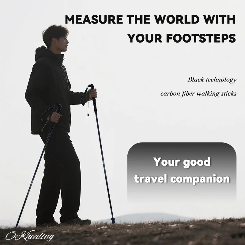 OKHEALING Carbon Fiber Trekking Poles Ultralight Foldable 2 Pack