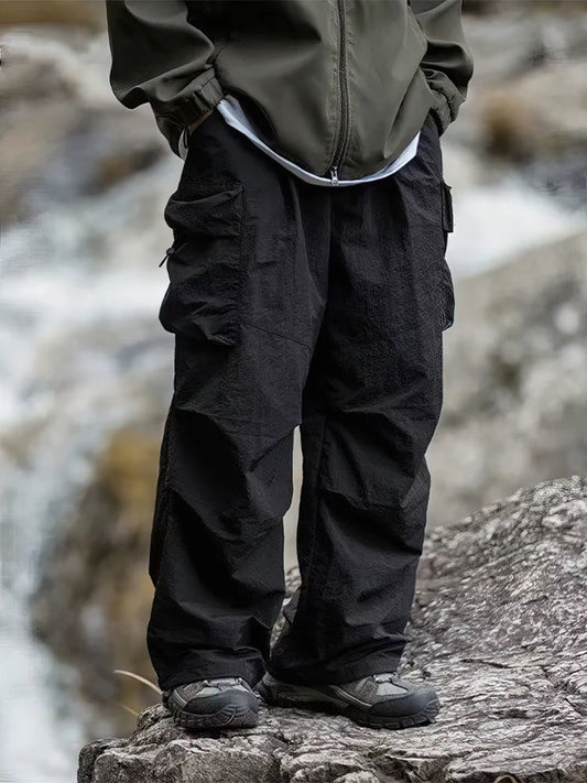 Mens Waterproof Hiking Cargo Pants Outdoor Wide Leg Trousers