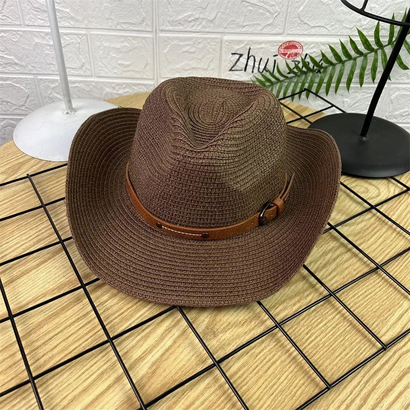 Wide Brim Unisex Cowboy Hat Sun Protection Foldable With Lanyard