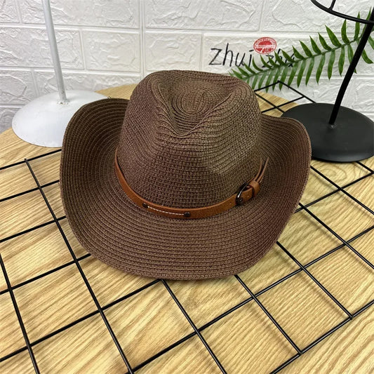 Wide Brim Unisex Cowboy Hat Sun Protection Foldable With Lanyard