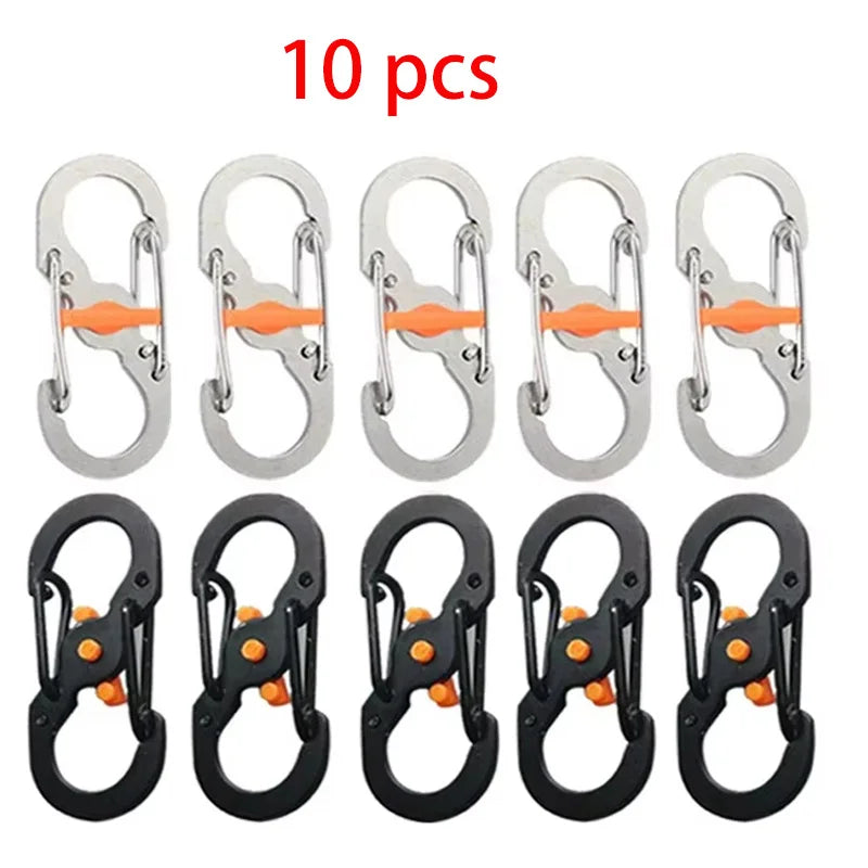 Mini S Type Locking Carabiner Aluminum Alloy Keychain Hook For Outdoor Camping