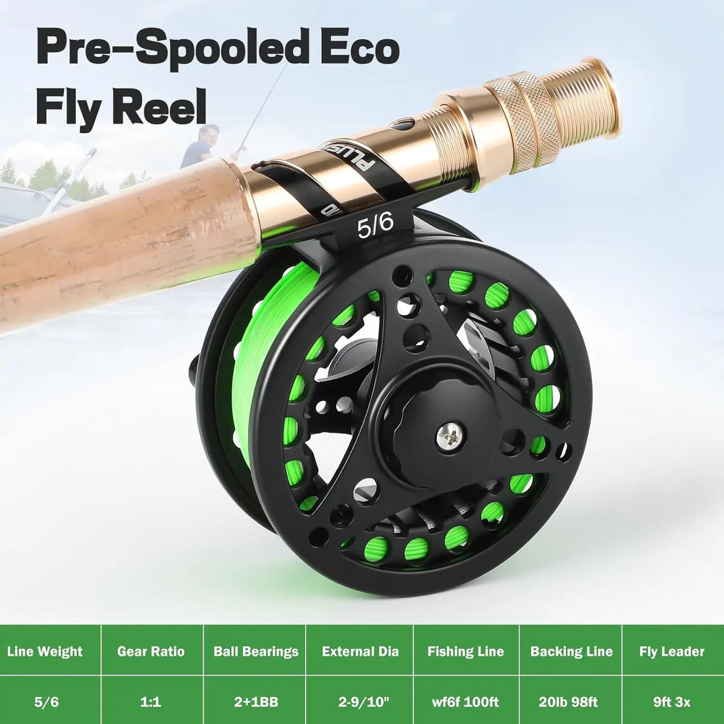 Lightweight Graphite Fly Fishing Rod and Reel Combo Starter Kit