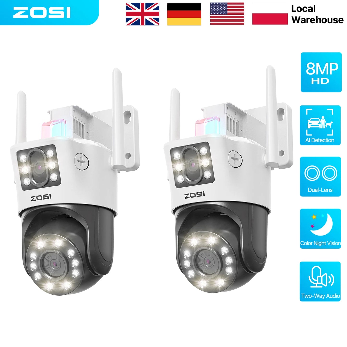 ZOSI C298 Max 4K Dual Lens WiFi PTZ Outdoor Camera