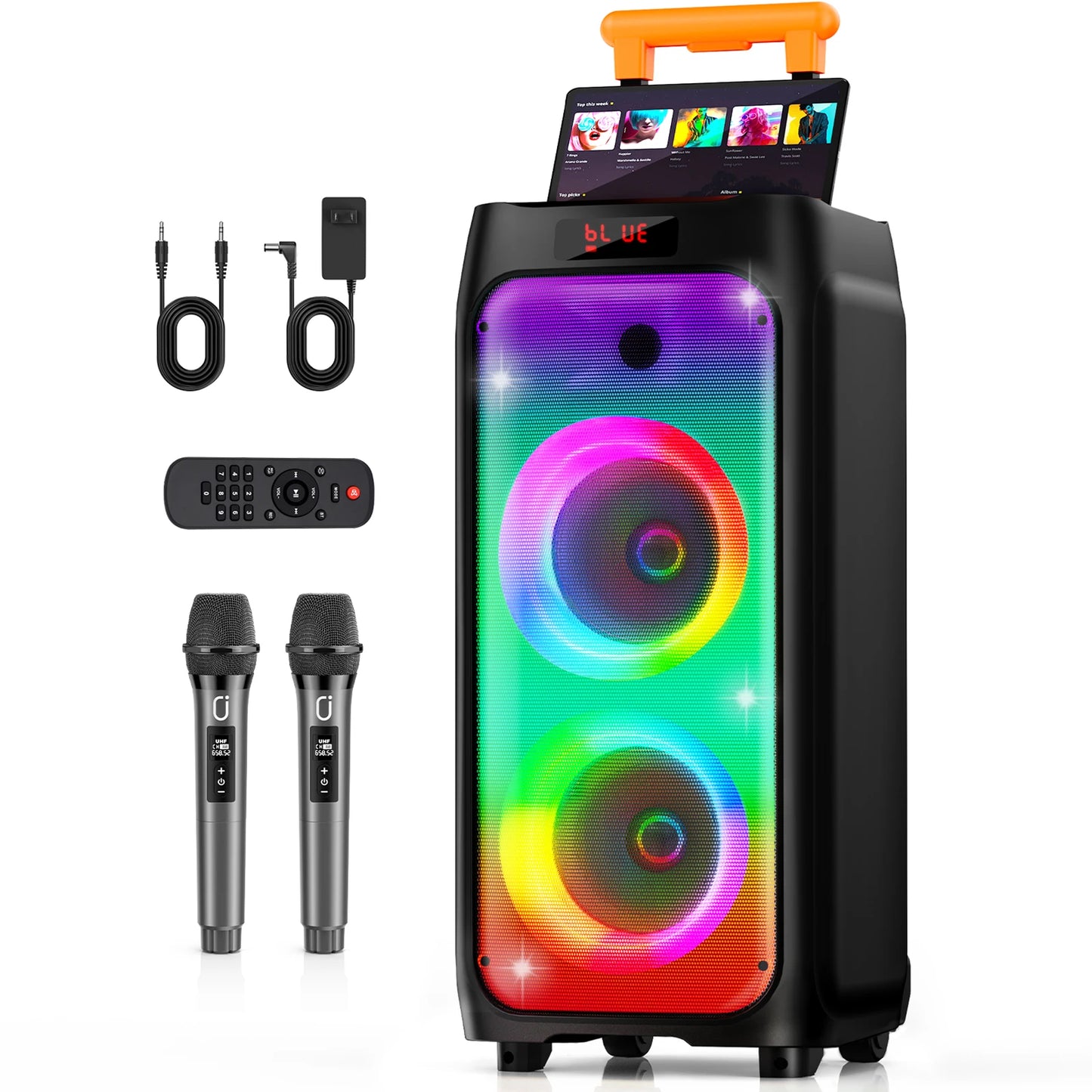 FanFun Karaoke Machine Portable Bluetooth Speaker With Two Mics