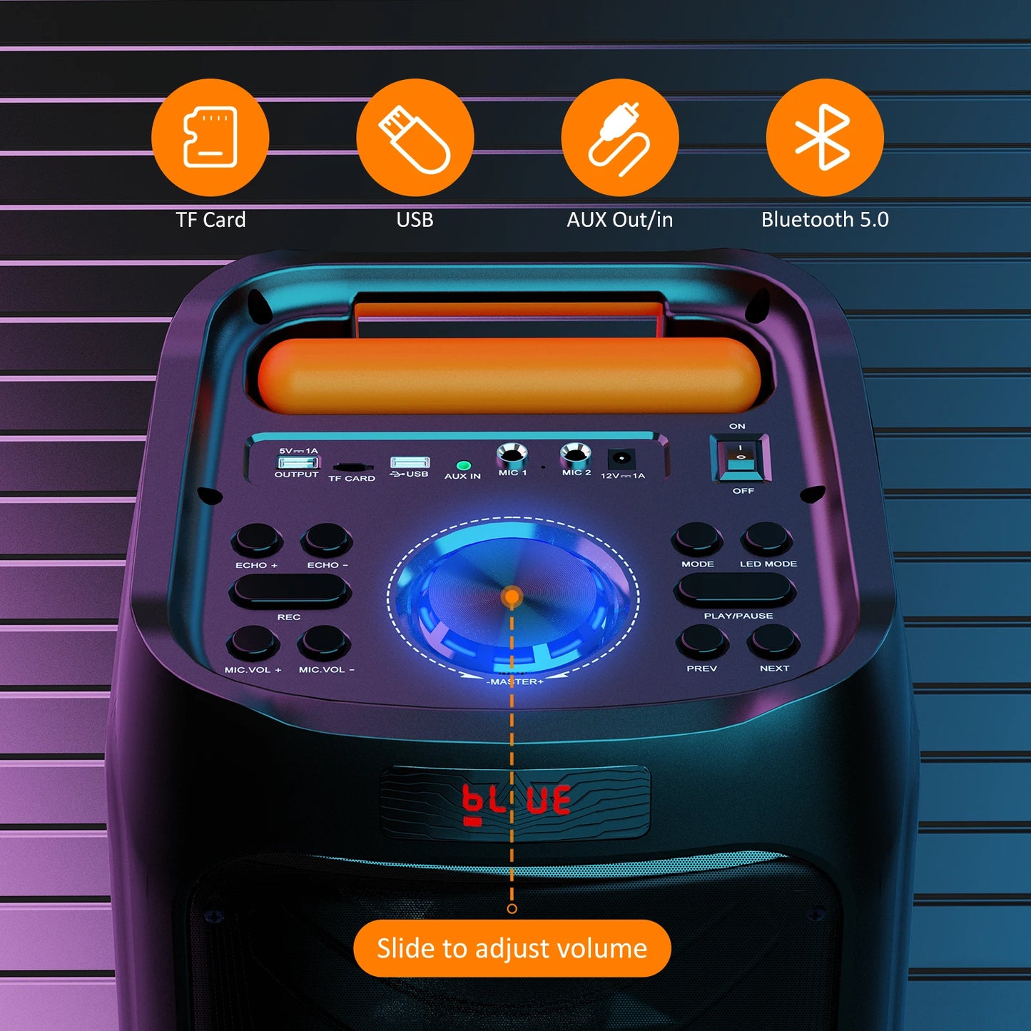 FanFun Karaoke Machine Portable Bluetooth Speaker With Two Mics