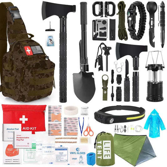 Emergency Survival Gear Kit 268 Pieces With First Aid Camping