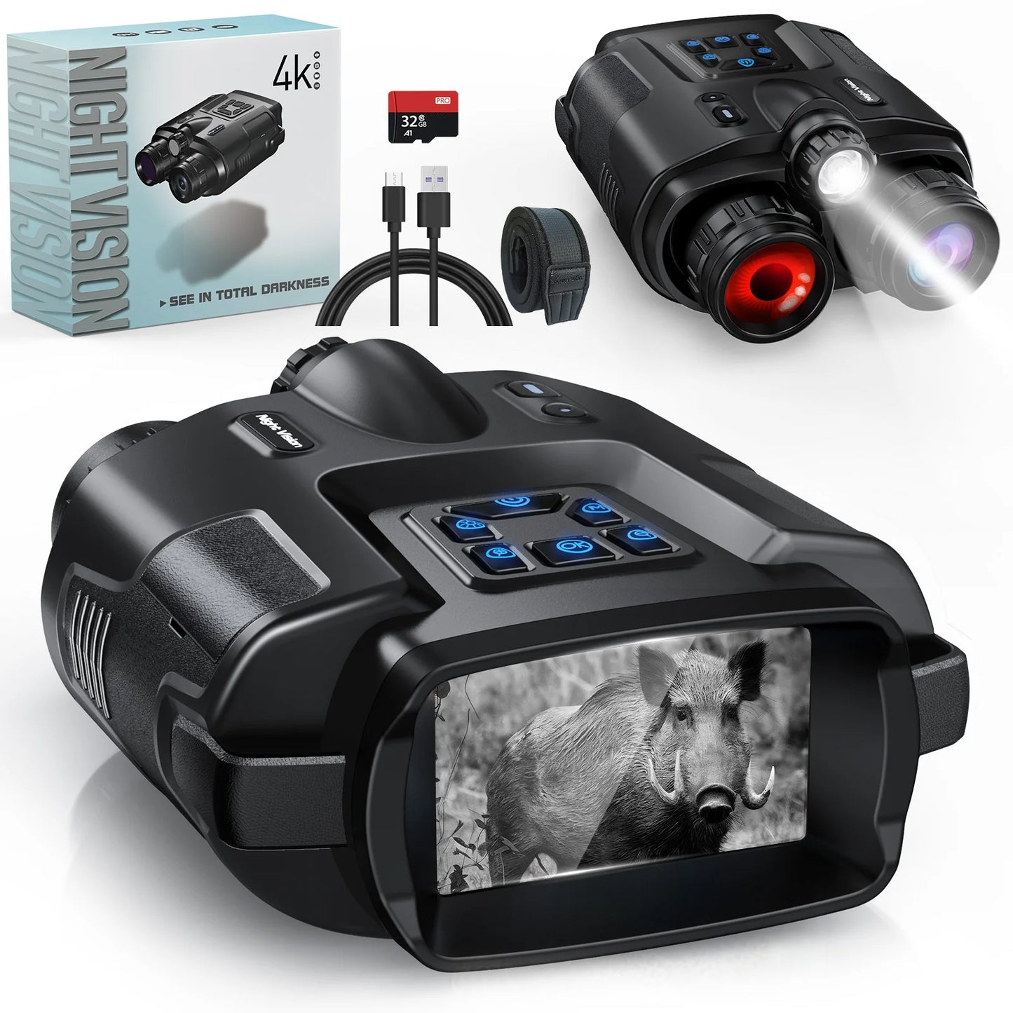 DIYIMINE Night Vision Binoculars Infrared 5000mAh 8x Zoom for Hunting