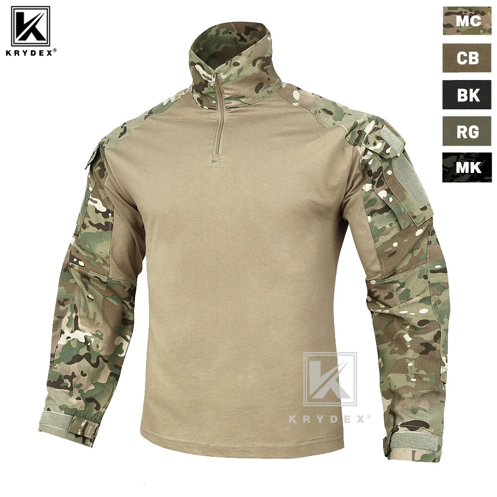 KRYDEX Combat Shirt With Elbow Pads For Hunting Tactical Wear