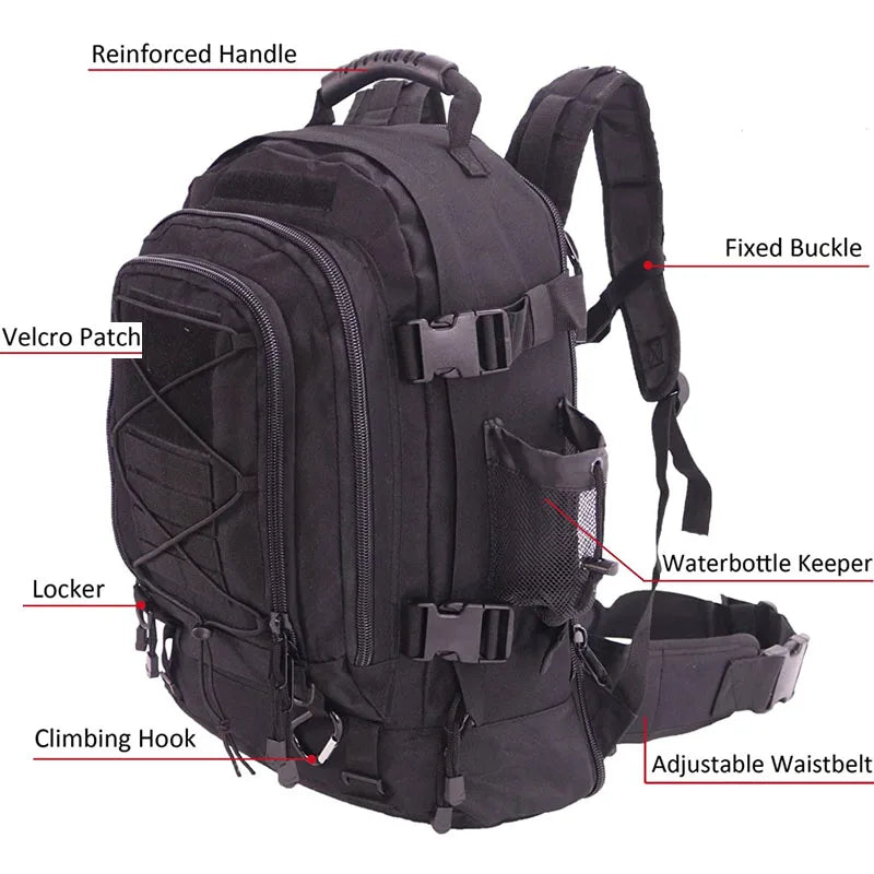 LQARMY Military Tactical Backpack MOLLE Rucksack for Outdoor Adventures Hiking