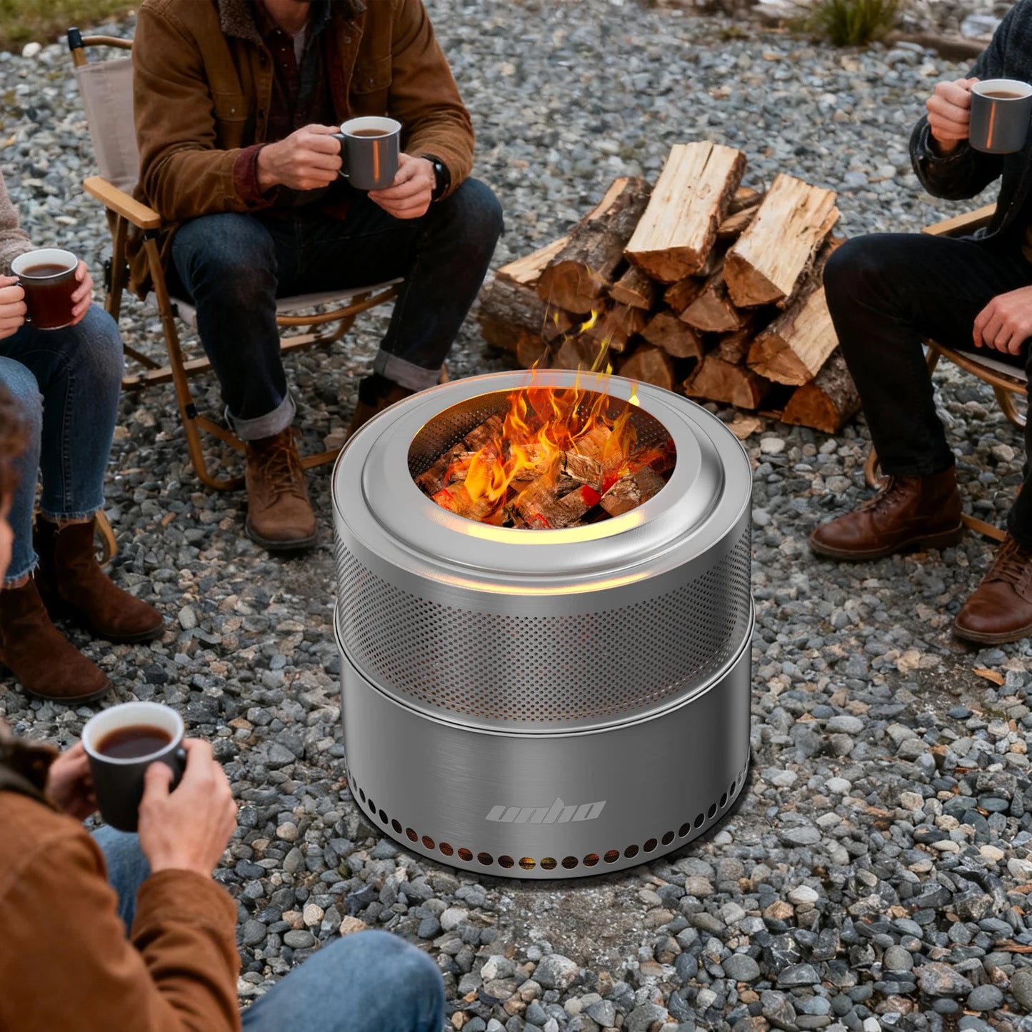 Stainless Steel Smokeless Wood Burning Outdoor Fire Pit With Carry Bag