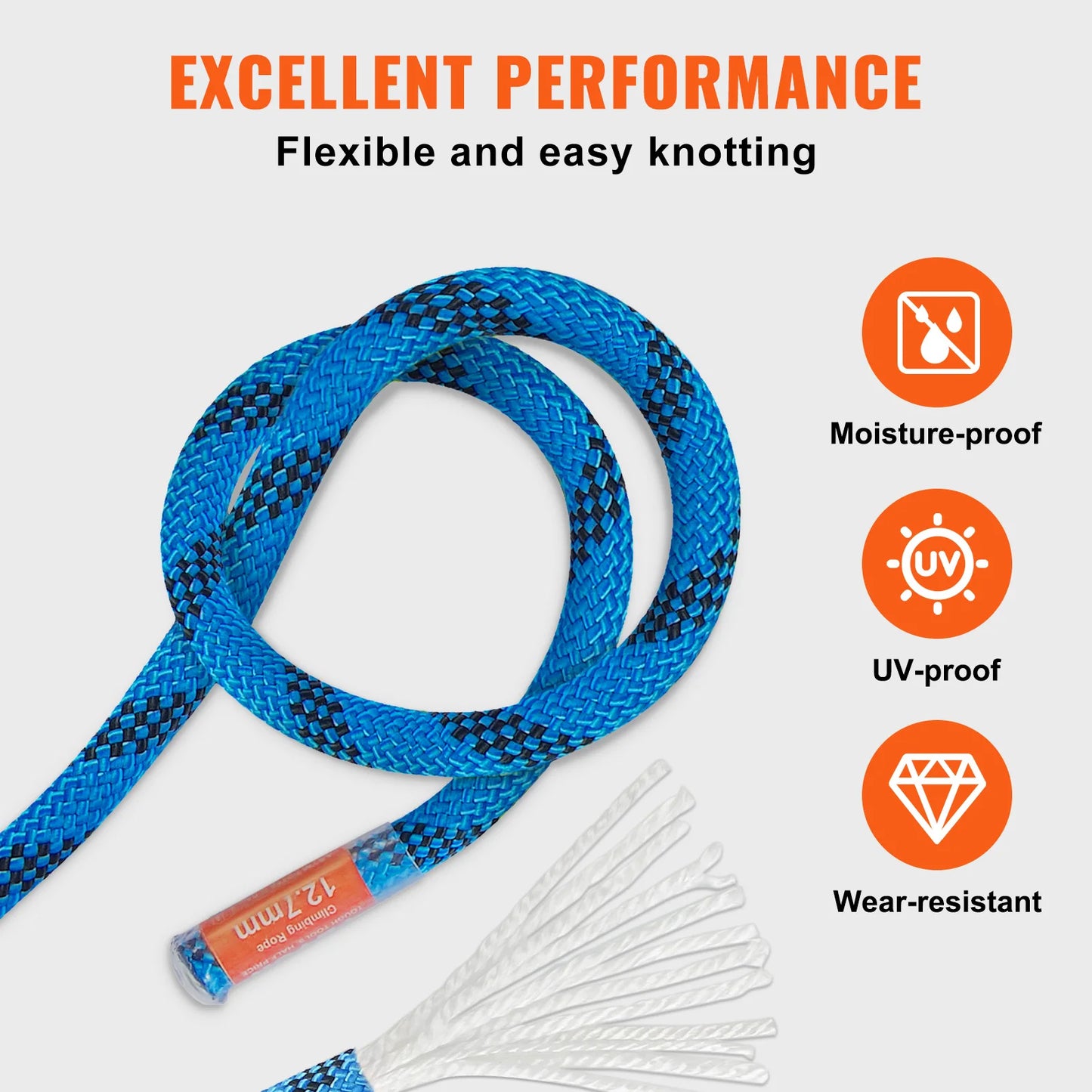 VEVOR Static Climbing Rope With Steel Snap Hooks Outdoor