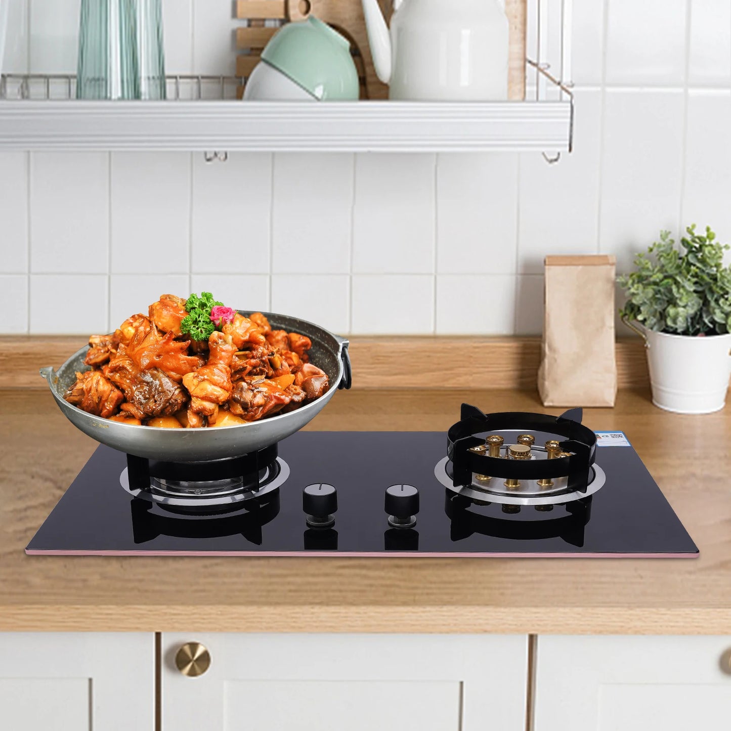 Dual Burner Gas Stove With Natural Gas Tempered Glass