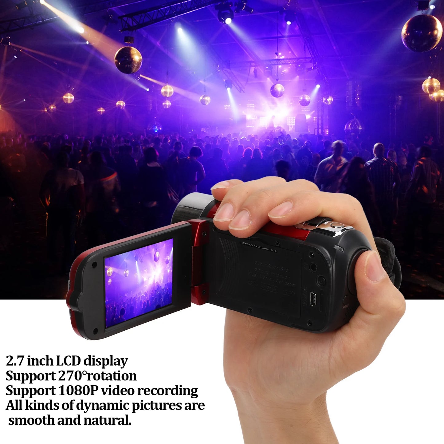 Arealer Video Camcorder 16MP 270 Degree Rotation Full HD 1080P