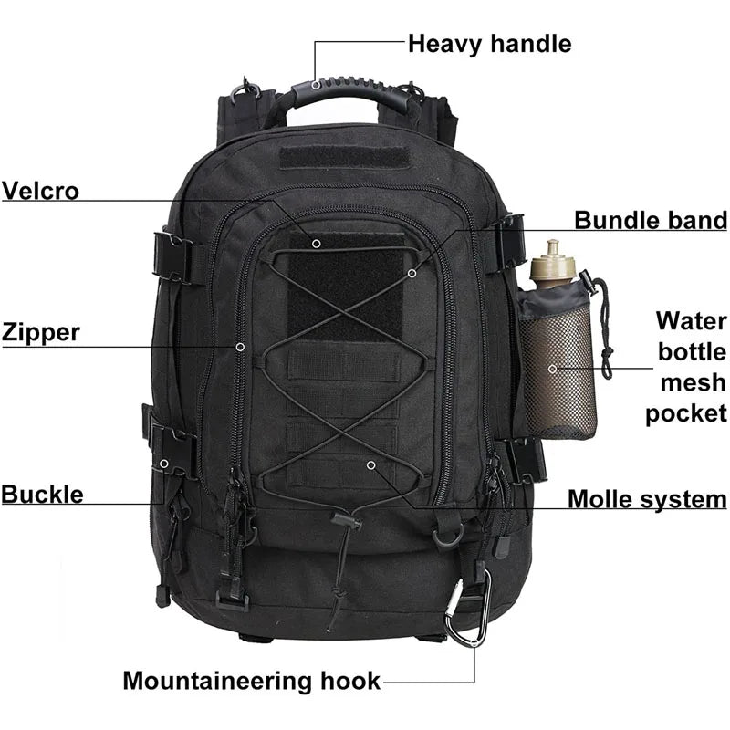 LQARMY Military Tactical Backpack MOLLE Rucksack for Outdoor Adventures Hiking
