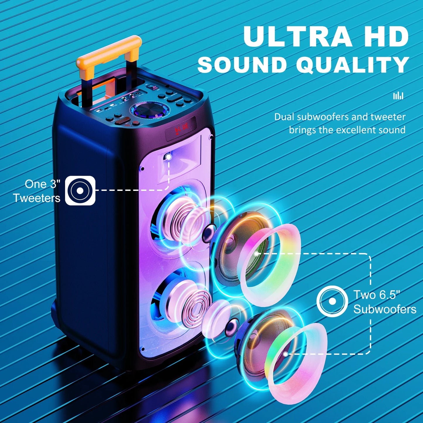 FanFun Karaoke Machine Portable Bluetooth Speaker With Two Mics