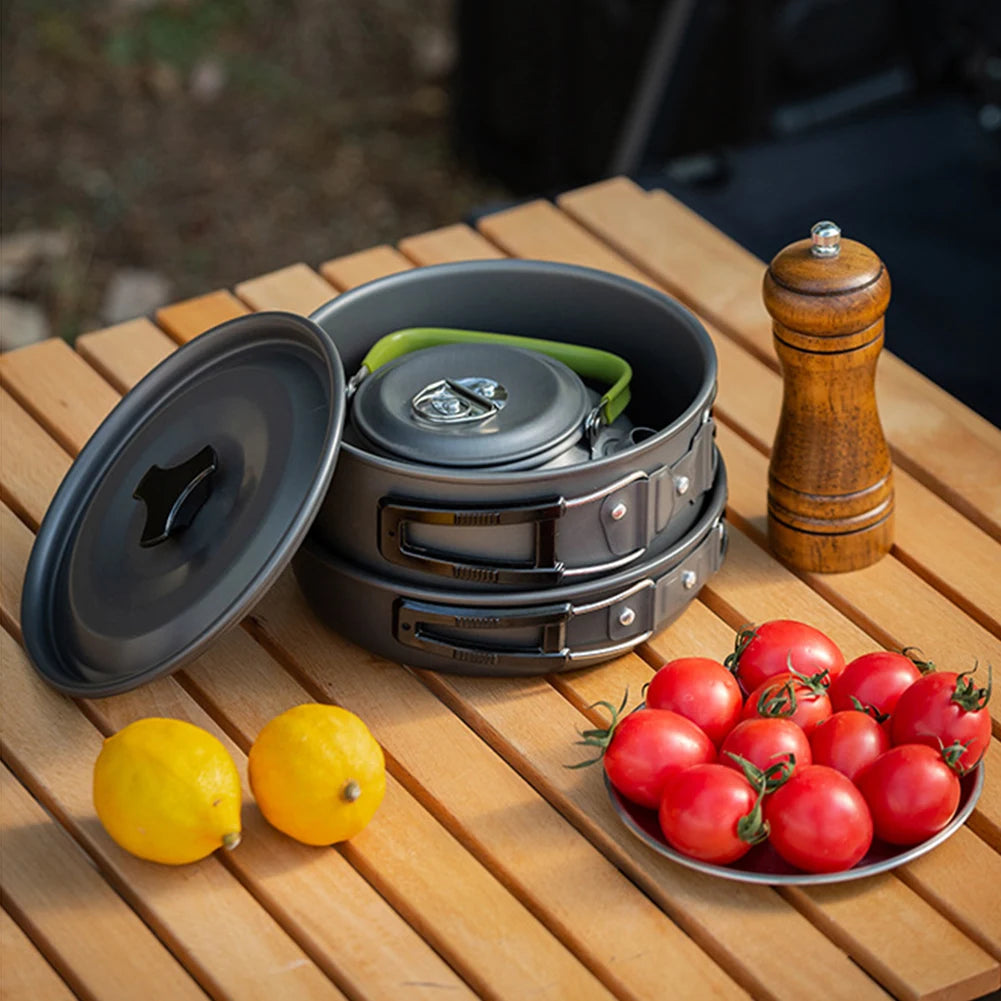 APWIKOGER Camping Cookware Set Pot Pan Kettle