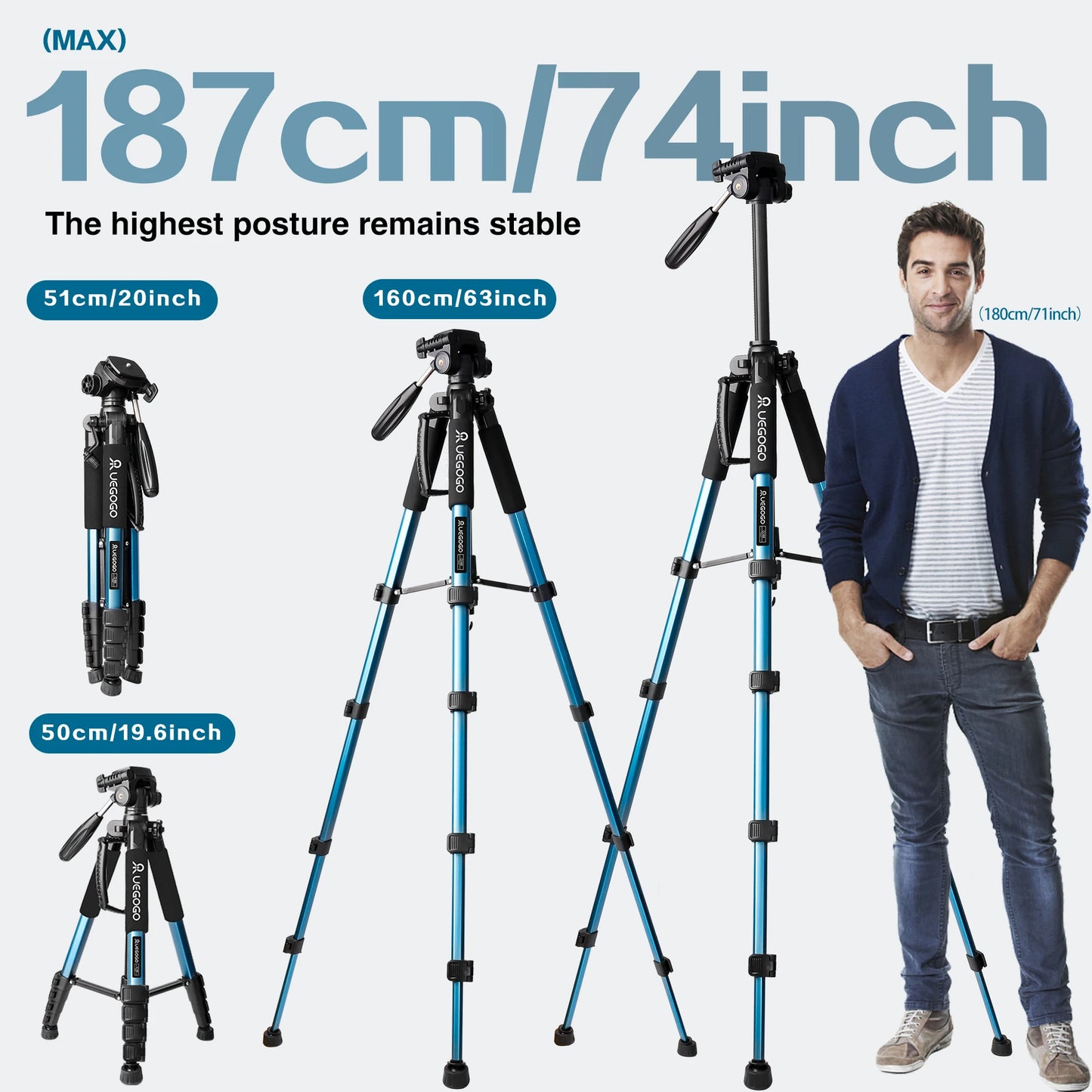 UEGOGO Professional Camera Tripod for DSLR, Smartphone, and Projector