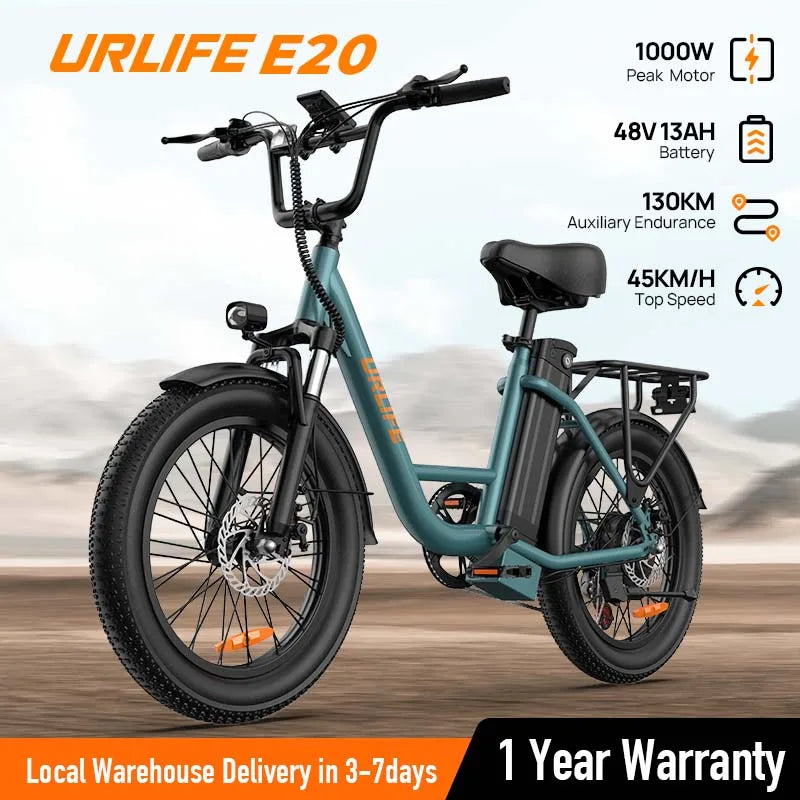 URLIFE 1000W E20 Electric Bike With Removable 48V Battery 20MPH