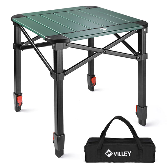 VILLEY Folding Camping Square Table Lightweight Aluminum With Carry Bag