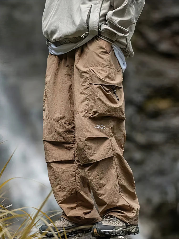 Mens Waterproof Hiking Cargo Pants Outdoor Wide Leg Trousers