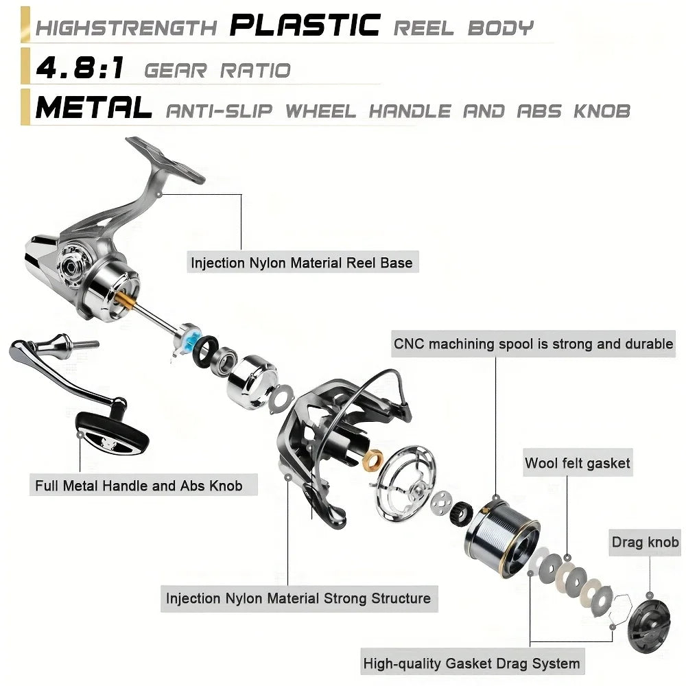 Stainless Steel Spinning Fishing Reel With Powerful Drag