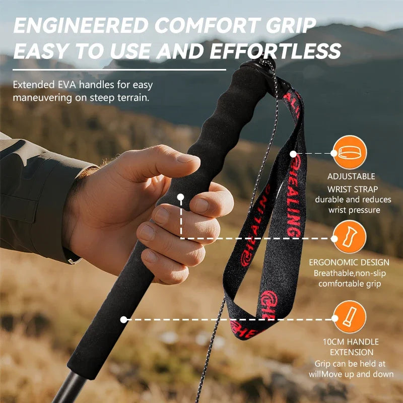 OKHEALING Carbon Fiber Trekking Poles Ultralight Foldable 2 Pack